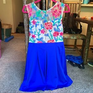 Sheer Floral Mini Skater Dress